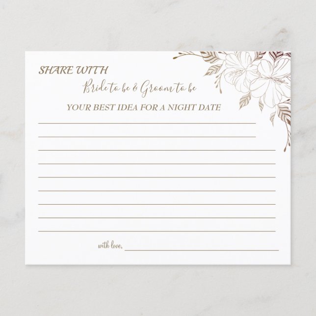 Floral Lines Share a Date Night Idea Card (Front)