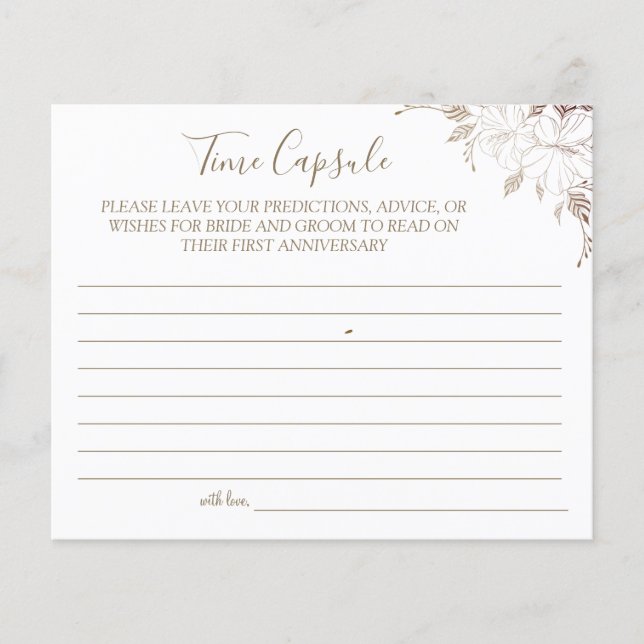 Floral Lines Time Capsule wedding anniversary card (Front)