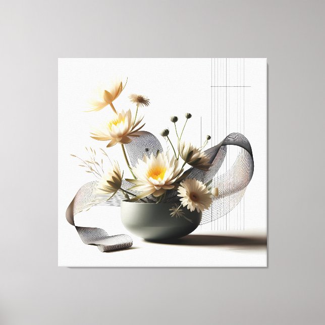 Floral Linework Composition Canvas Print (Front)
