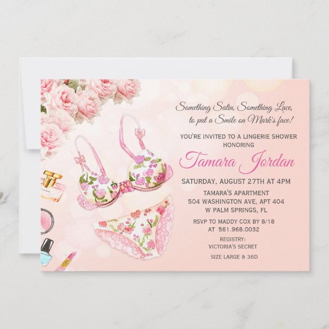 Floral Lingerie Shower Invitation (Front)
