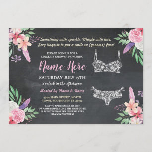 Floral Lingerie Shower Invite Bachelorette Pink