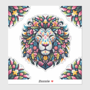 Floral Lion Silhouette