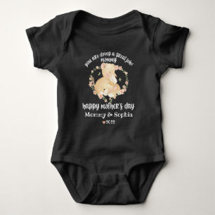 Floral Lioness and Cub Custom Name Mother's Day Baby Bodysuit