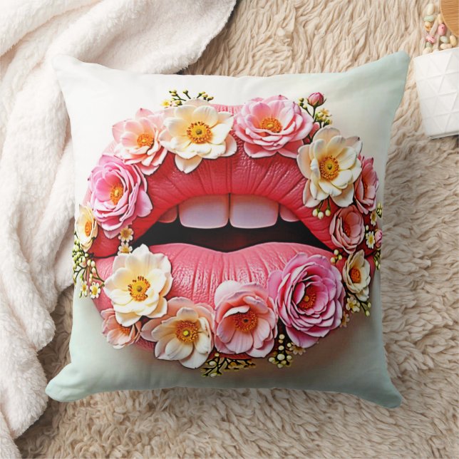 Floral Lips Artistry Cushion (Blanket)