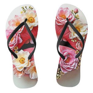 Floral Lips Artistry Flip Flops