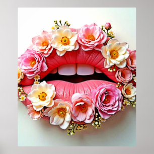 Floral Lips Artistry Poster
