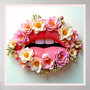 Floral Lips Artistry Poster