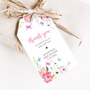 Floral Little Butterfly Baby Shower Favour Tags