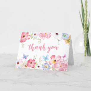 Floral Little Butterfly Baby Shower Thank You Card