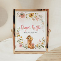 Floral Little Cowgirl Baby Shower Diaper Raffle