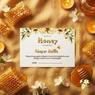Floral Little Honey Bee Honeycomb Diaper Raffle Enclosure Card