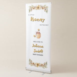 Floral Little Honey On The Way Bee Baby Shower Retractable Banner