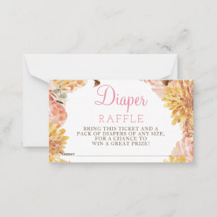Floral Little PUMPKIN Baby Shower Diaper Raffle  Card
