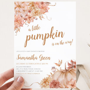 Floral Little Pumpkin Baby Shower Invitation
