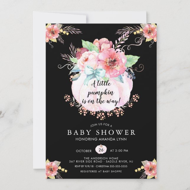 Floral Little Pumpkin Baby Shower Invitation (Front)
