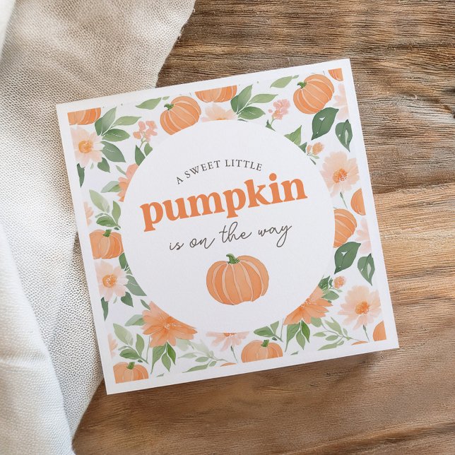 Floral Little Pumpkin Baby Shower Napkin (Creator Uploaded)