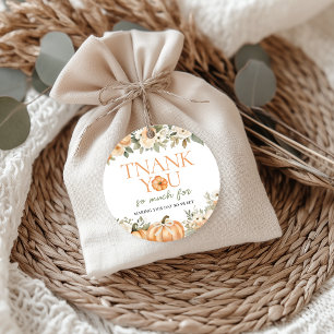 Floral Little Pumpkin Birthday Thank You Favour Tags