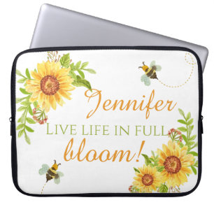 Floral Live Life In Full Bloom Personalised Laptop Sleeve
