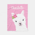 Floral Llama Alpaca Pink Personalised Girl
