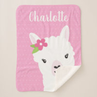 Floral Llama Alpaca Pink Personalised Girl