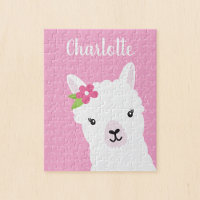Floral Llama Alpaca Pink Personalized Kids