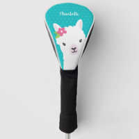 Floral Llama Alpaca Teal Girl Personalised