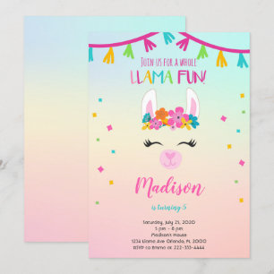 Floral Llama Birthday Invitation