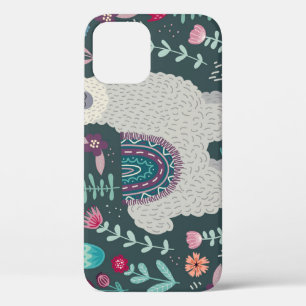 Floral Llama: Vintage Hand-Drawn Doodles iPhone 12 Case