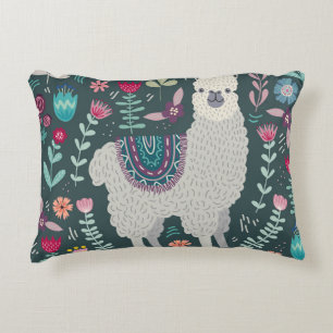 Floral Llama: Vintage Hand-Drawn Doodles Decorative Cushion