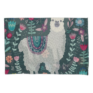 Floral Llama: Vintage Hand-Drawn Doodles Pillowcase