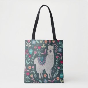 Floral Llama: Vintage Hand-Drawn Doodles Tote Bag