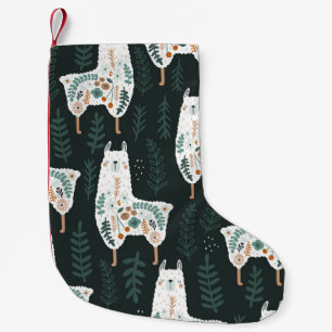 Floral Llamas Cute Vintage Texture Small Christmas Stocking