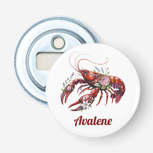Floral Lobster Crawfish Art Bottle Opener