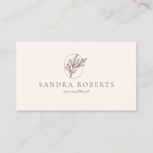 Floral logo, consultant  off-white Business Card