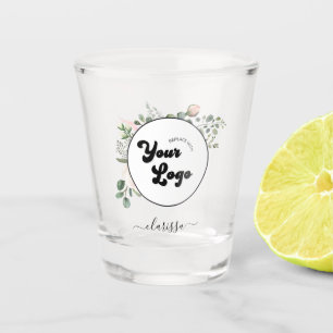 Floral Logo Custom Company Business & Name Girly  Shot Glass