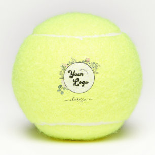 Floral Logo Custom Company Business & Name Girly   Tennis Balls