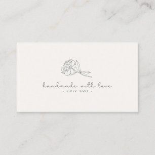 Floral logo, handmade with love milk white business card