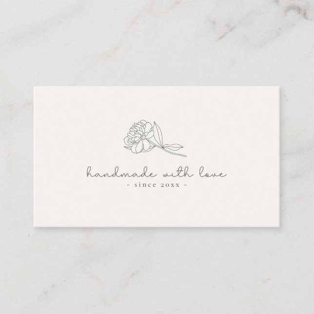 Floral logo, handmade with love milk white business card (Front)