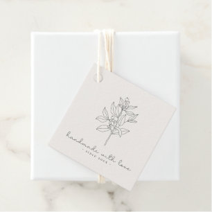 Floral logo, handmade with love milk white  favour tags