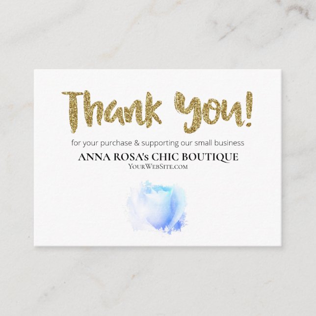 *~* Floral Logo ROSE THANK YOU Review QR AP8  Enclosure Card (Front)