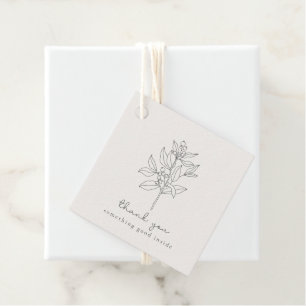 Floral logo, thank you, milk white  favour tags