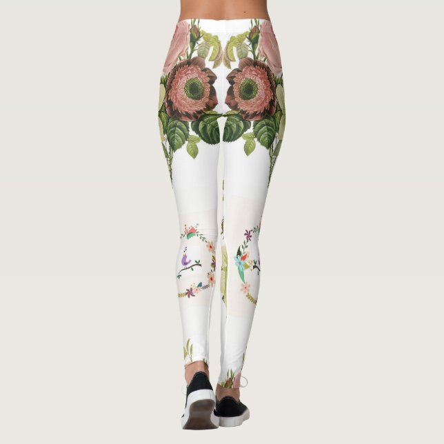 floral long leggings white teenager (Back)