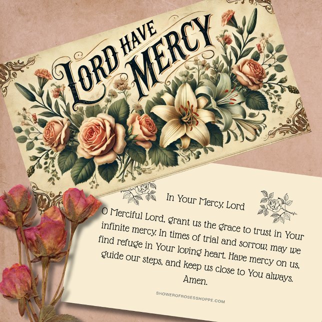 FLORAL LORD HAVE MERCY PRAYER HOLY CARD (Creator Uploaded)