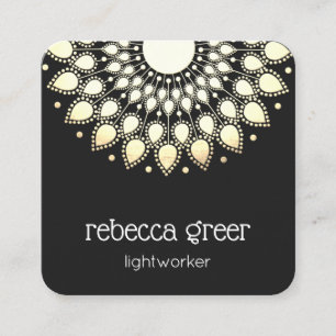 Floral Lotus Mandala Energy Healer Square Business Card
