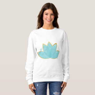 Floral Lotus Seafoam Blue & Faux Gold Sweatshirt