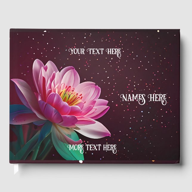 "Floral Lotus Wedding Suite | Starry Night Romance Guest Book (Front)