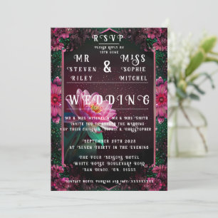 Floral Lotus Wedding Suite Starry Night Romance Invitation