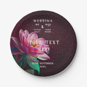 Floral Lotus Wedding Suite Starry Night Romance Paper Plate