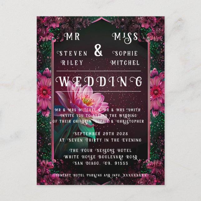 Floral Lotus Wedding Suite | Starry Night Romance Postcard (Front)