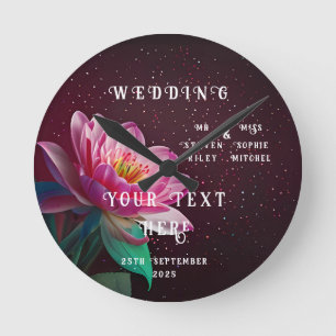 Floral Lotus Wedding Suite   Starry Night Romance Round Clock